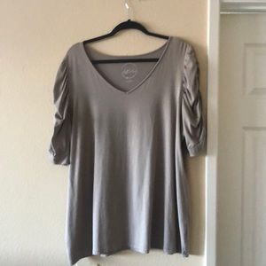 INC Taupe V-Neck Tee